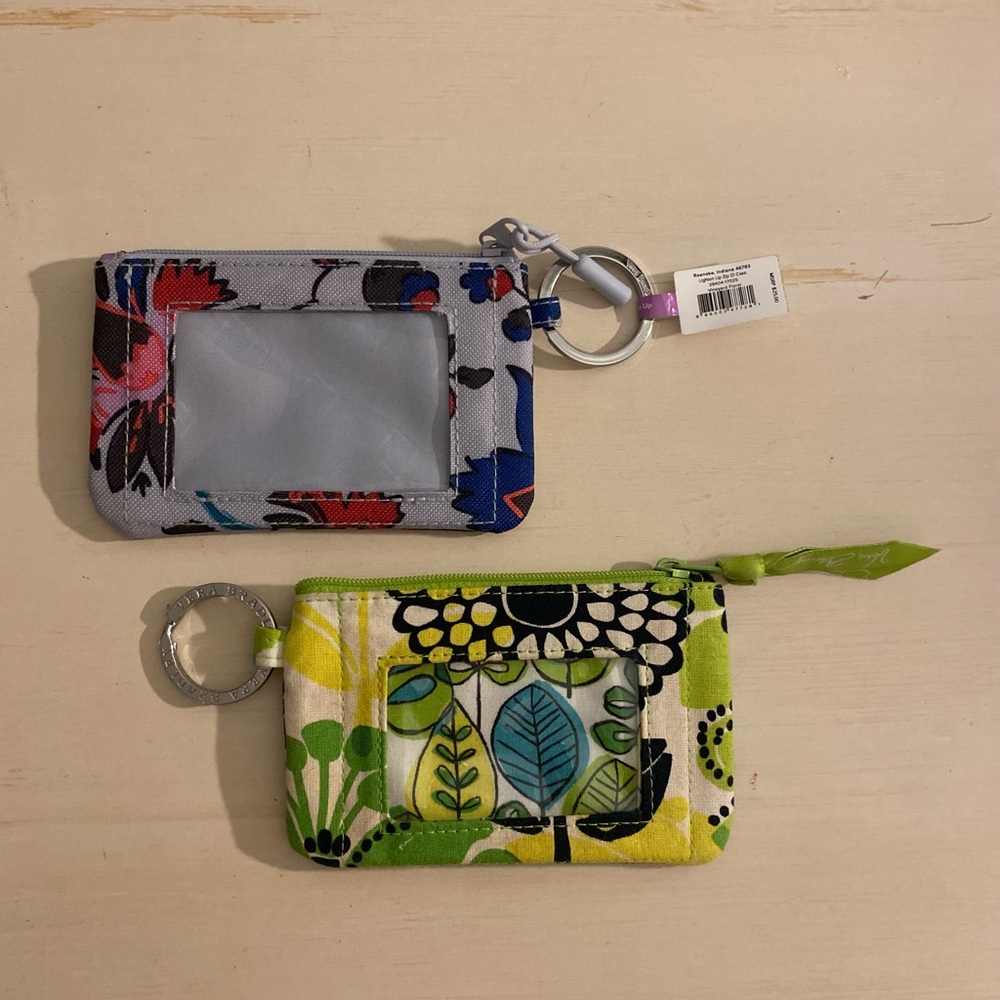 Pair of Vera Bradley Lighten Up Floral Zip Key Ring ID Pouch
